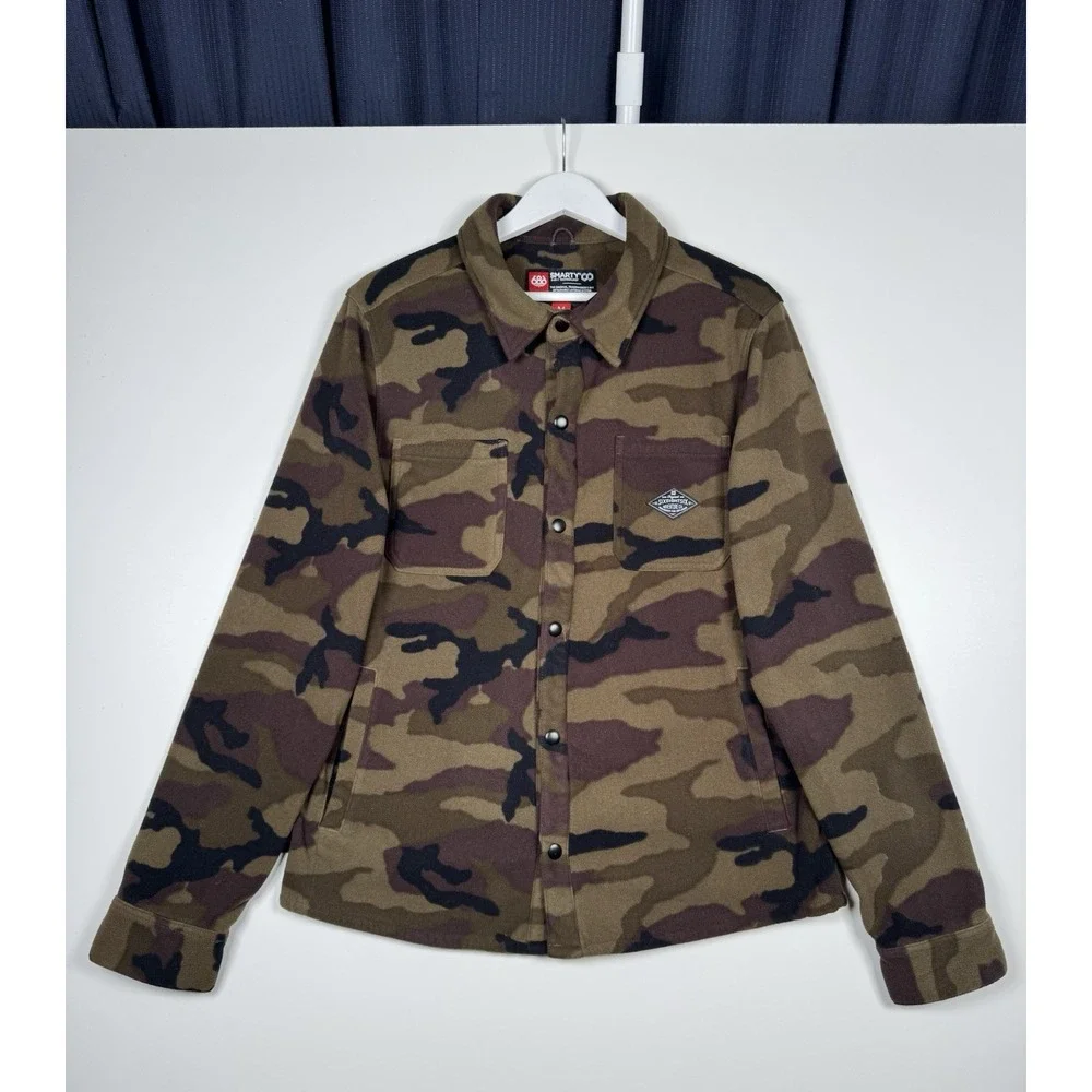 686 Men's Sierra Fleece Button Jacket Sweater Camo - Medium
